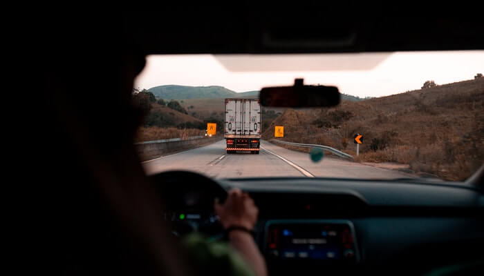 Driving behind semi truck